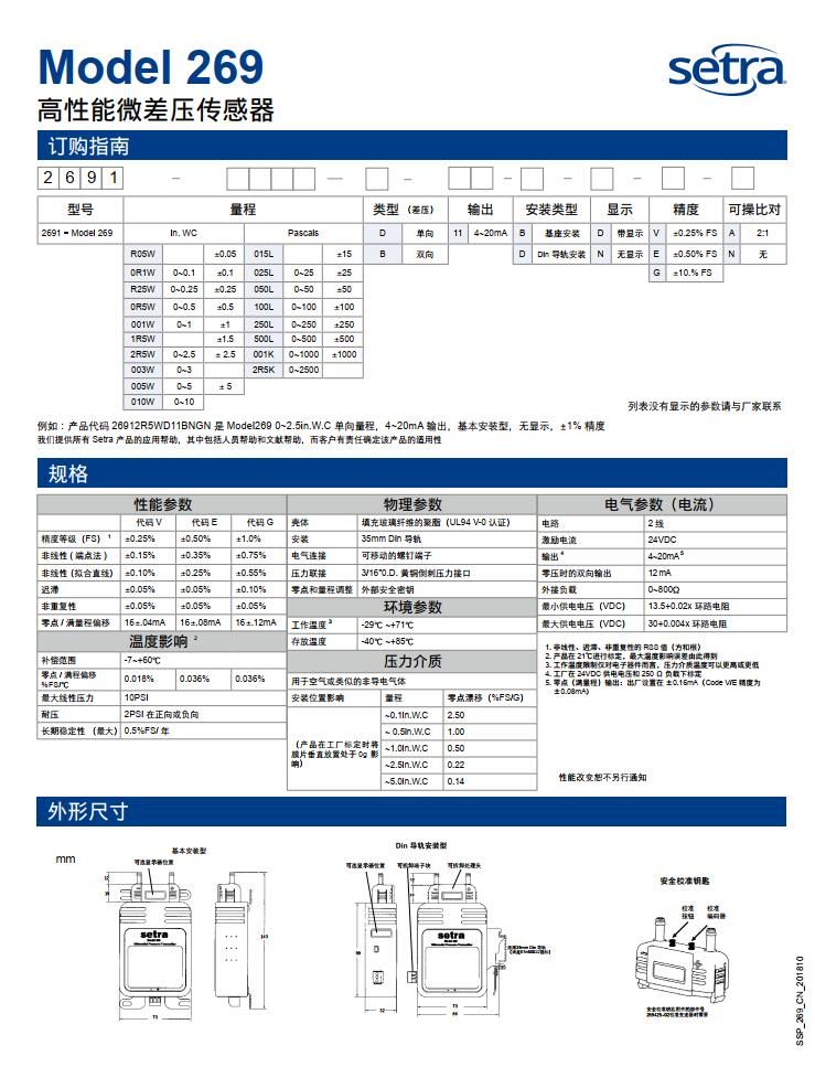 269微差壓傳感器美國西特setra269